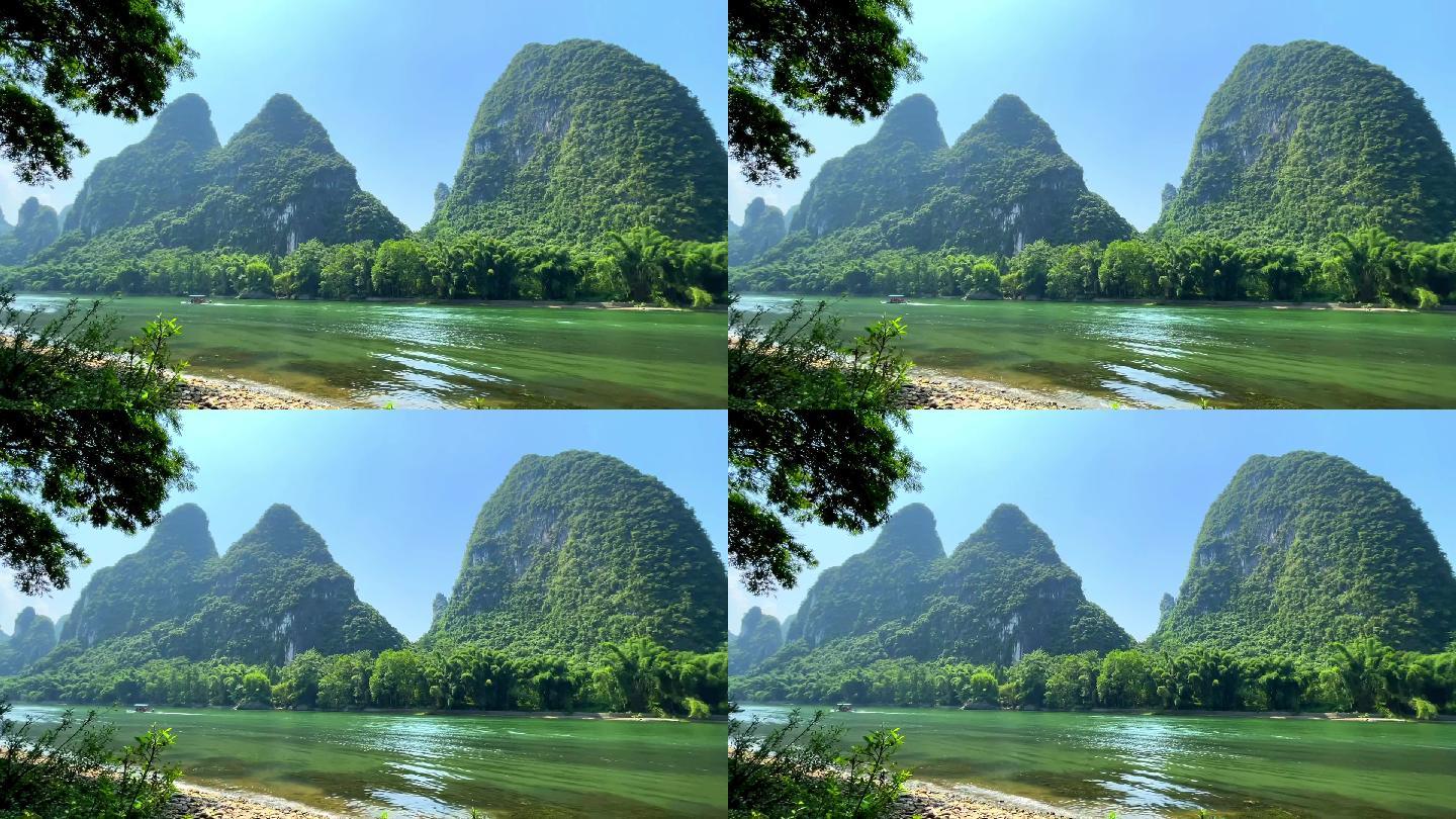 广西桂林山水漓江阳朔兴坪古镇竹筏甲天下