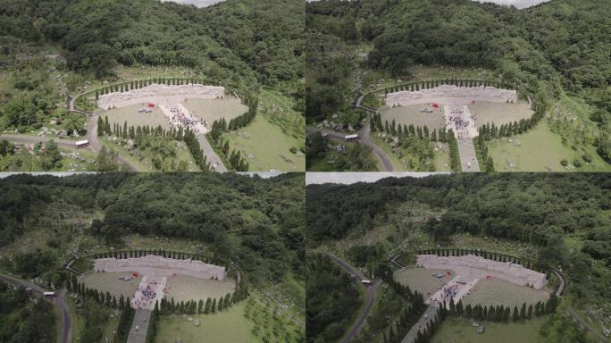 航拍桂林全州湘江战役烈士陵园纪念馆