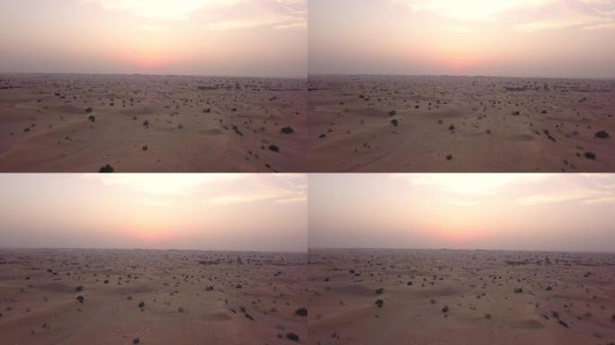日落时飞越沙漠