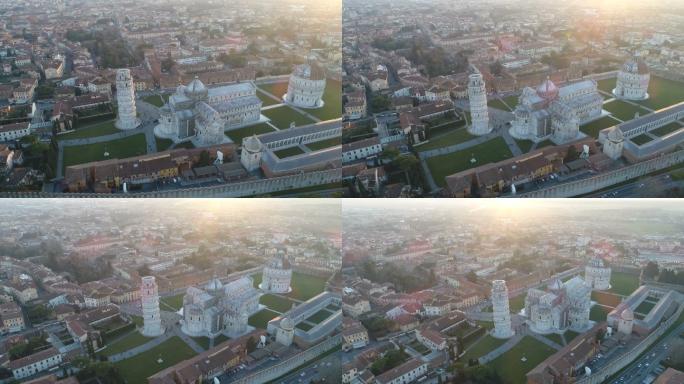 比萨斜塔视频素材俯拍都市航拍