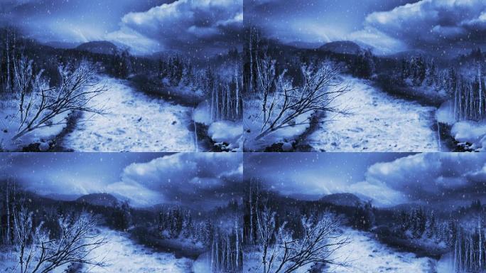 雪山 河流 历史 乌云密布