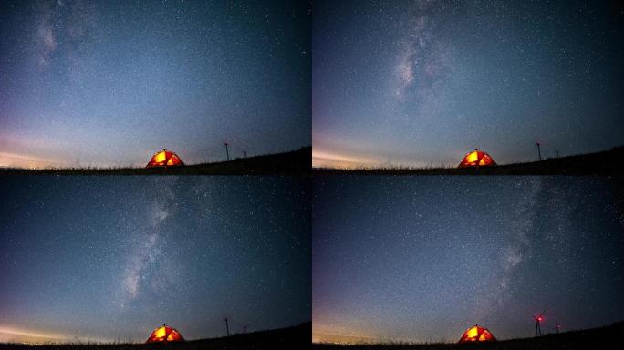 8k延时夜景露营星空素材