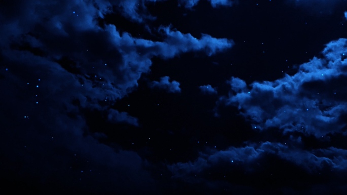【HD天空】夜景蓝色月光云层繁星闪烁星夜