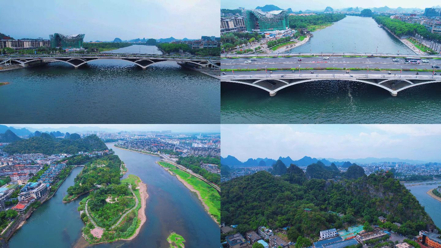 桂林旅游城市多镜头多建筑航拍