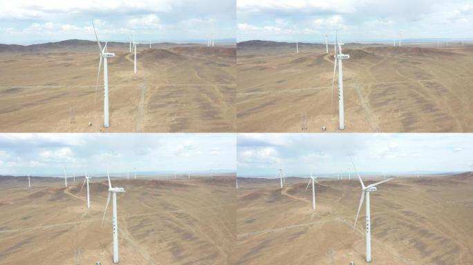 2020 航拍 新疆 沙漠 风力发电
