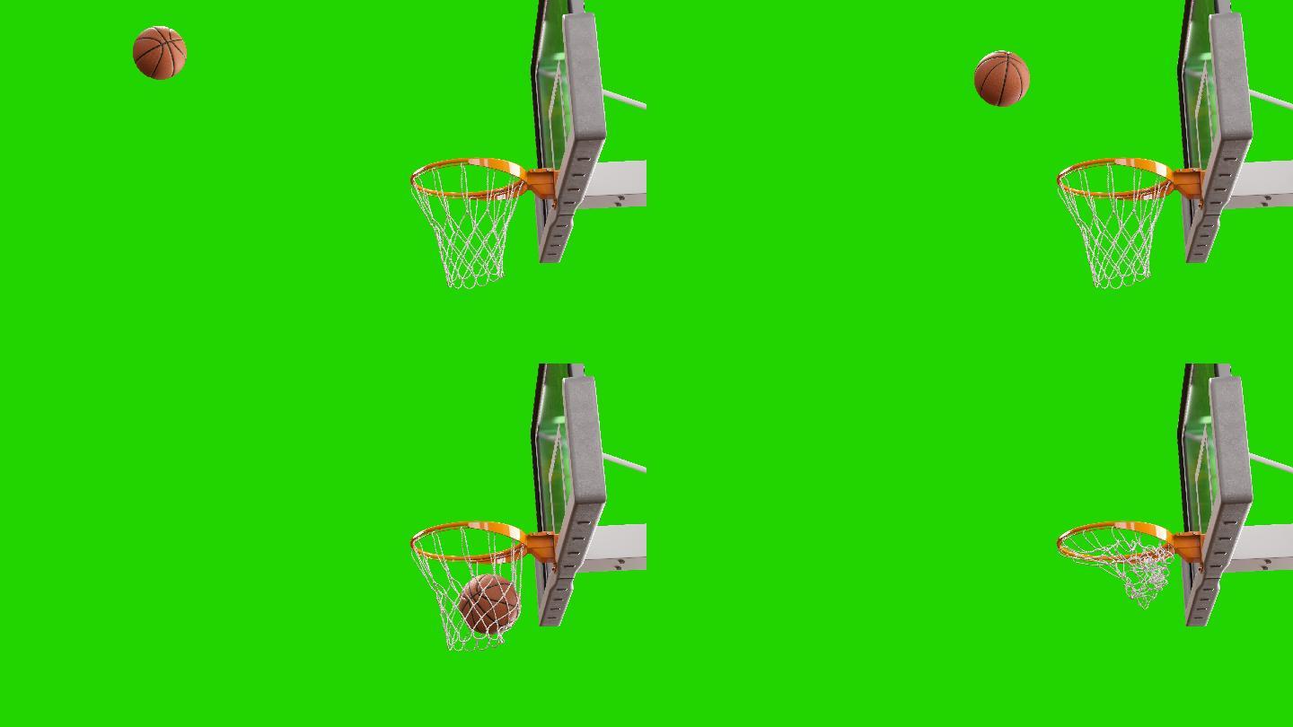 球以慢动作旋转进入篮网