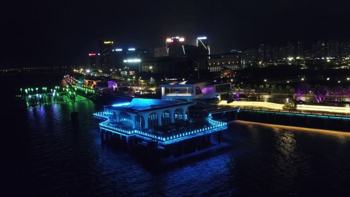 温州瓯江航拍夜景