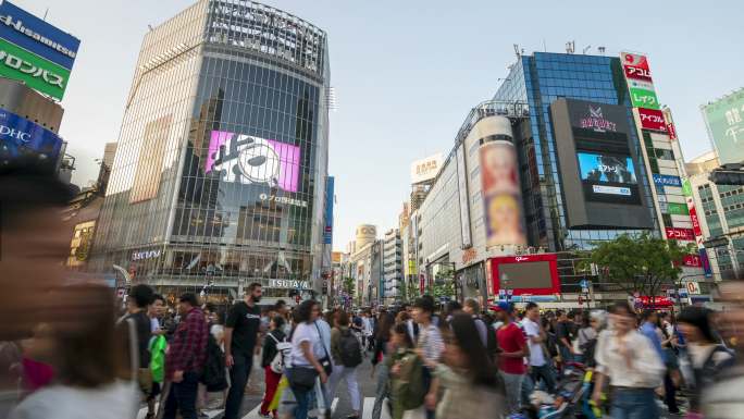 涉谷时间推移通勤交通交通时间推移