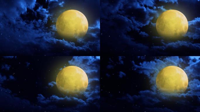 【HD天空】金色月亮彩云追月中秋节团圆月