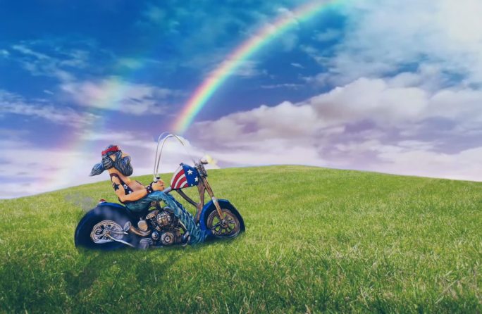 骑摩托看彩虹卡通