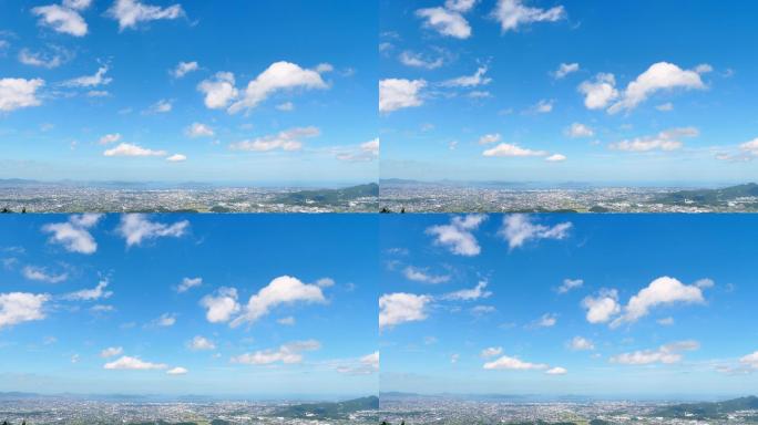 福冈市景观蓝天白云空镜头大自然