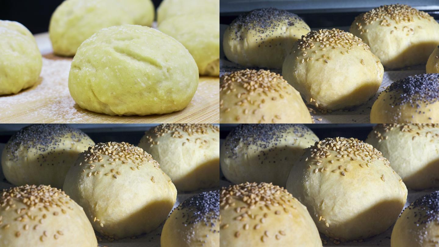 芝麻面包发酵和烘焙