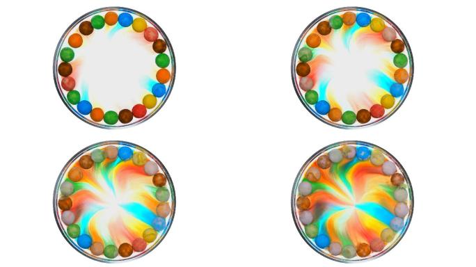 五颜六色的糖果聚集形成彩虹