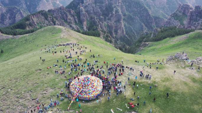 敖包  登山 爬山 徒步 航拍 祭祀