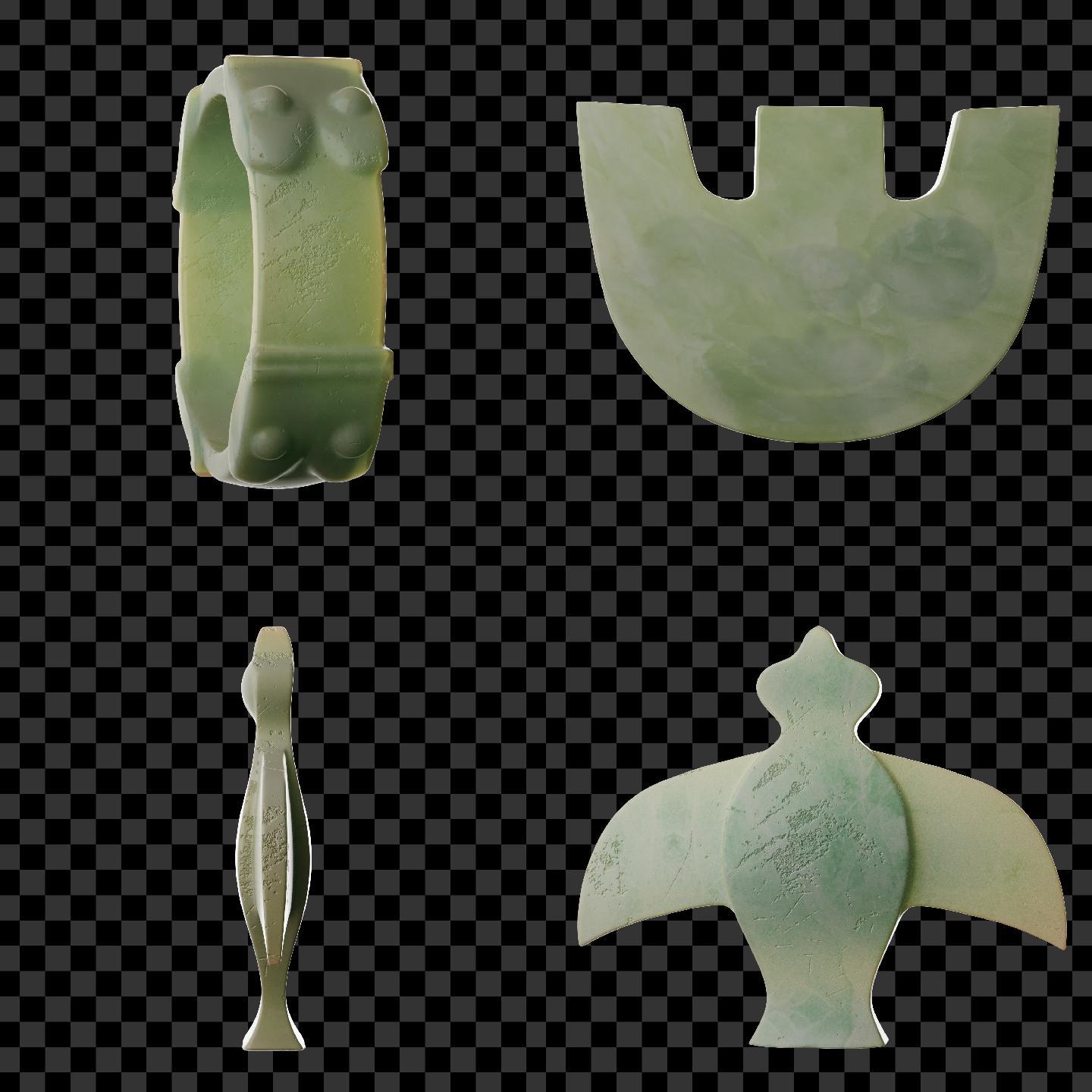 4个古代良渚文化玉文物带通道