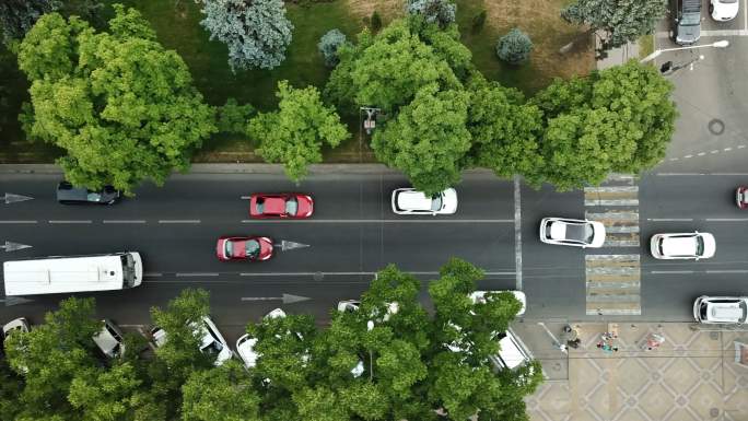 高峰时段车辆在道路上行驶