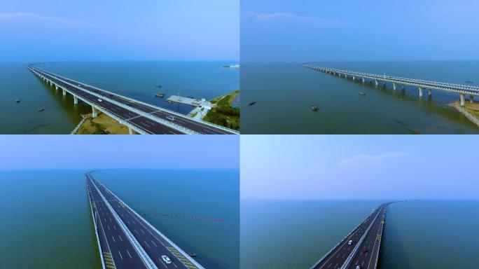 航拍青岛海湾大桥4K