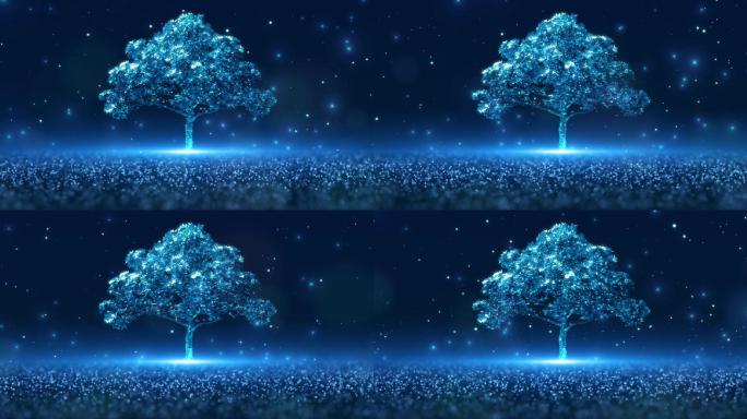 蓝色粒子树舞台背景-05