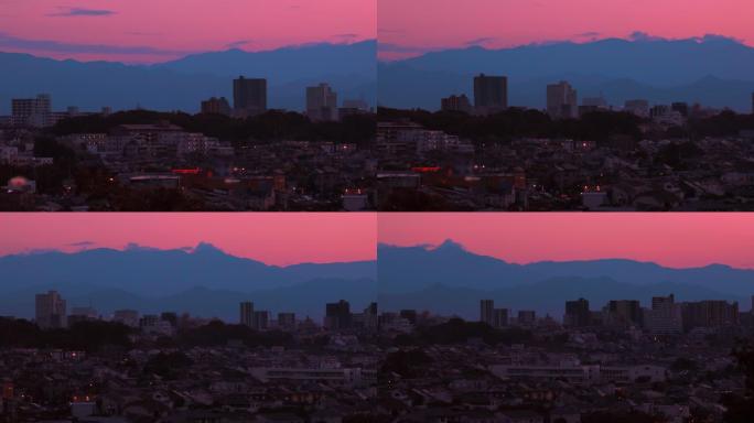 黄昏时分横滨市郊的景色