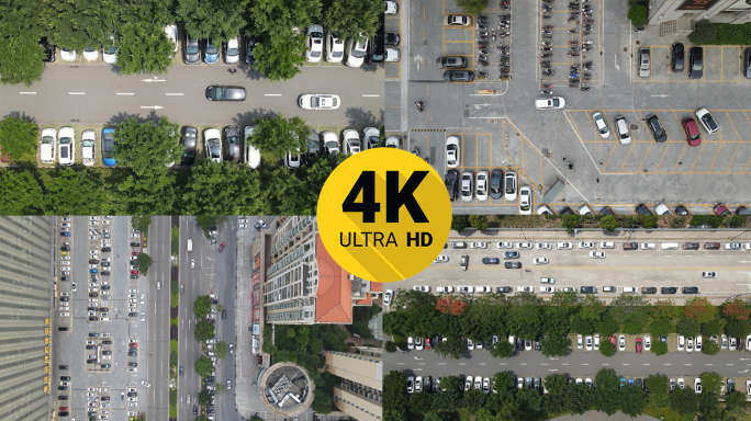 4K停车场城市航拍