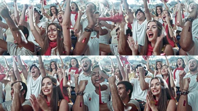 一群球迷为自己喜欢的球队欢呼