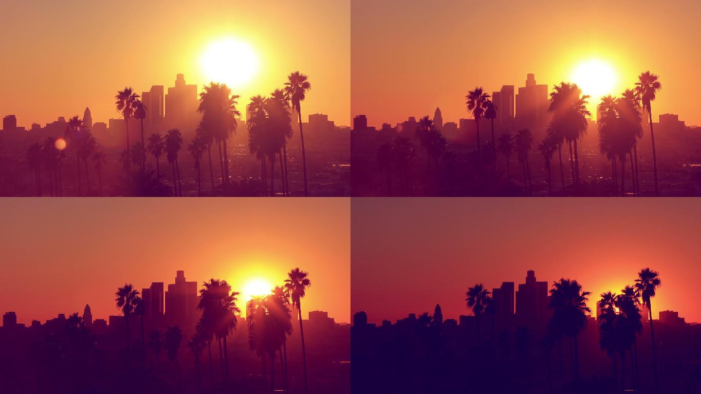 日落时分洛杉矶市中心
