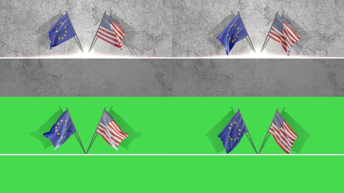 美国和欧盟国旗
