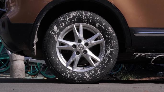 【原创4k实拍】肮脏轮胎汽车污垢
