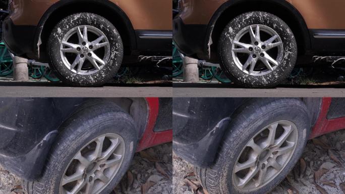 【原创4k实拍】肮脏轮胎汽车污垢