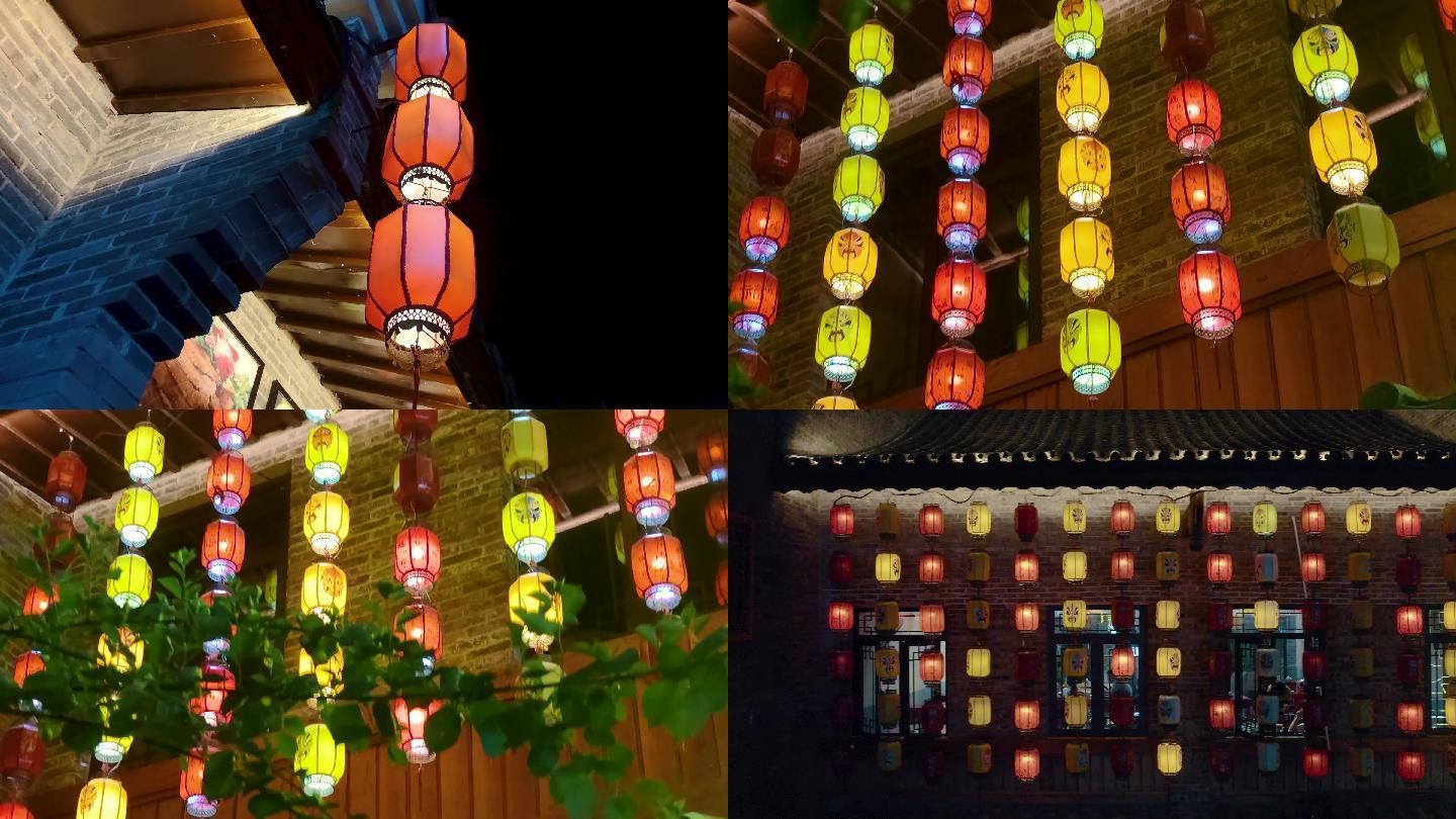 灯笼夜景红灯笼古建筑古风中国风