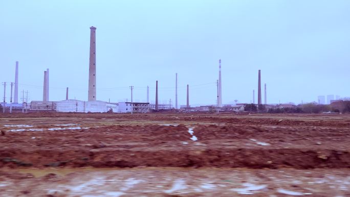 【4K】化工厂老工业废墟遗址烟囱