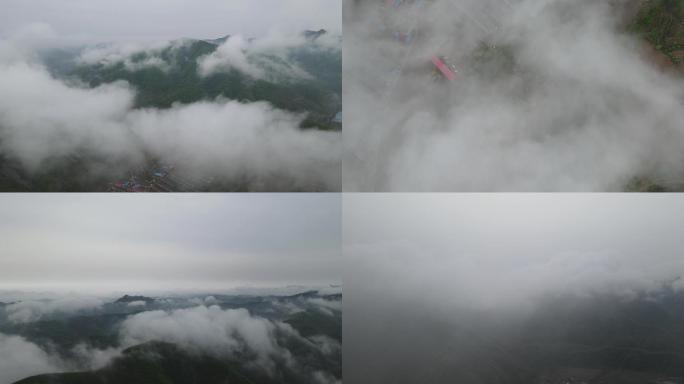 乡村的云雾 白气 雨后清晨