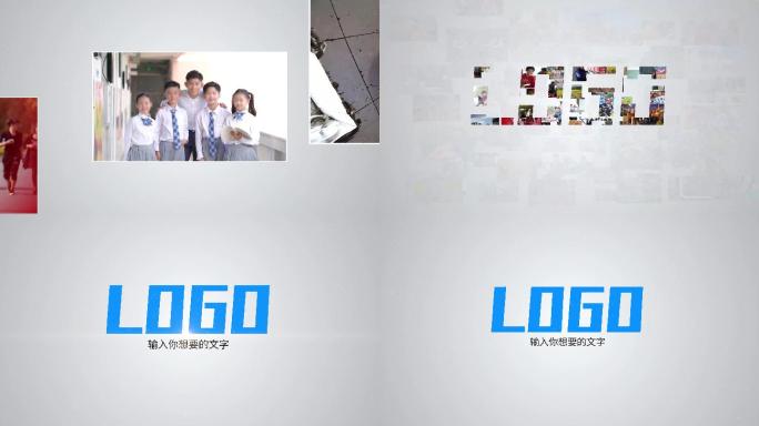 企业照片logo汇聚笑脸白色简洁4K画质