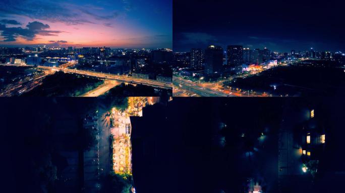 4K苏州城市航拍夜景建筑姑苏区