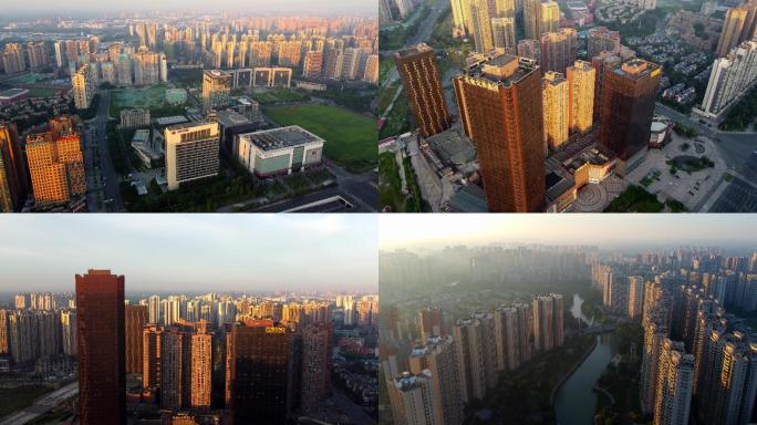 晨光中的温江城市景观