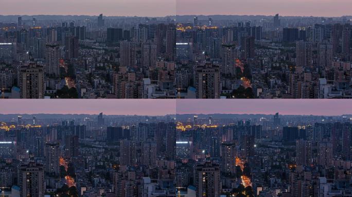 城市家园夜景的灯光延时摄影