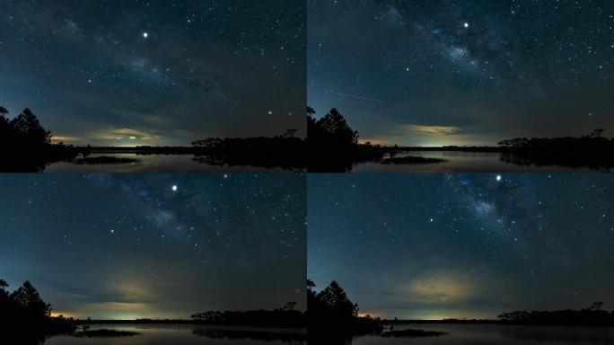 环礁湖上空完美的银河系。