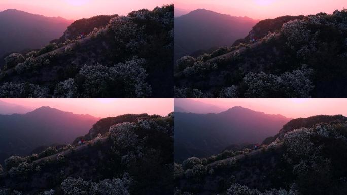 航拍秦岭黄峪寺浪漫的夕阳风光