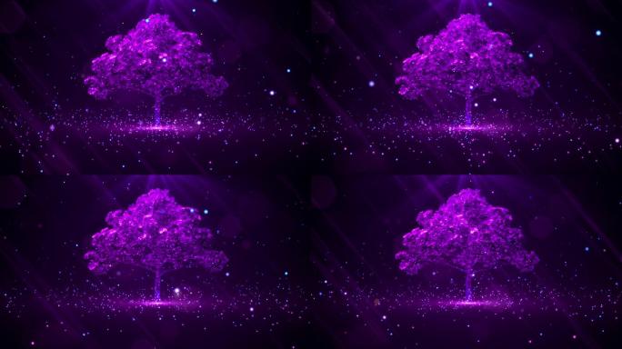 浪漫紫色粒子树背景-04