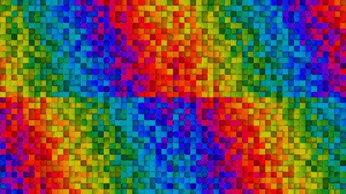立方体表面颜色波抽象3D渲染动画