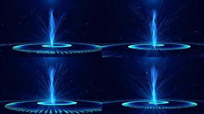 4K蓝色舞美粒子喷泉光效演出背景循环