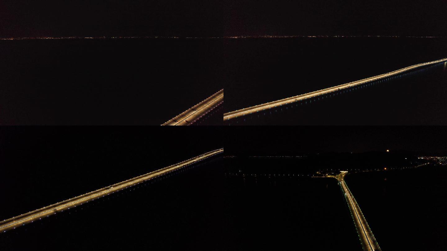 4K航拍太湖大桥夜景