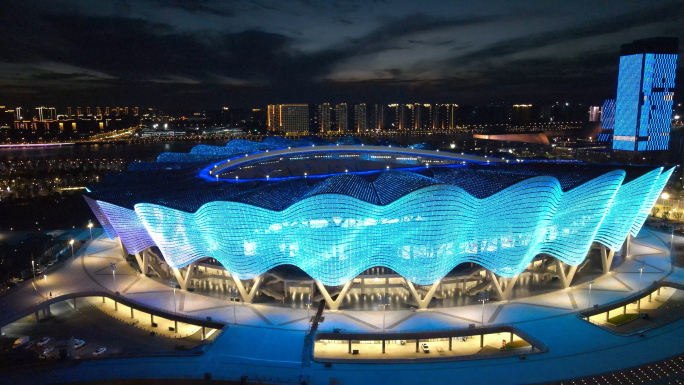 西安奥体中心第十四届城市运动会场馆夜景