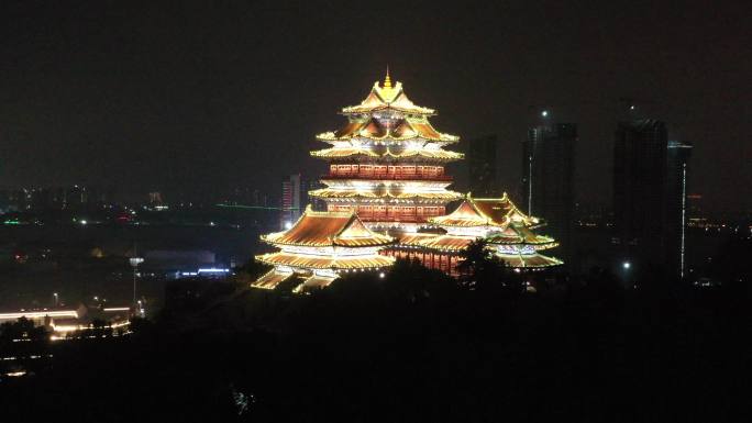 航拍中国十大历史文化名楼之南京阅江楼夜景