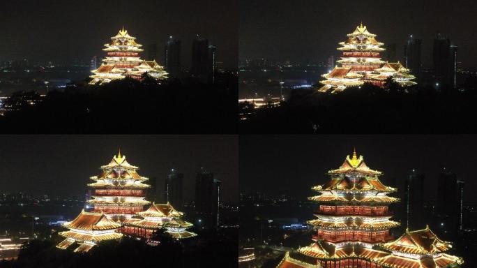 航拍中国十大历史文化名楼之南京阅江楼夜景