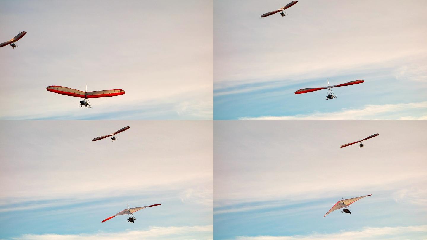 两架悬挂式滑翔机在上空飞行