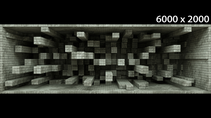 【裸眼3D】水泥墙体方块矩阵凹凸变化空间