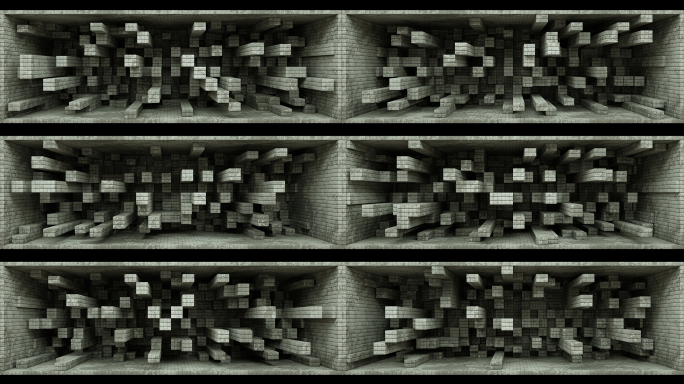 【裸眼3D】水泥墙体方块矩阵凹凸变化空间
