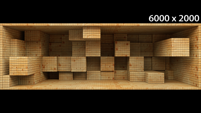 【裸眼3D】原木方块伸缩矩阵空间艺术墙体