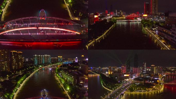 宁波三江口城市航拍夜景灯光秀4K